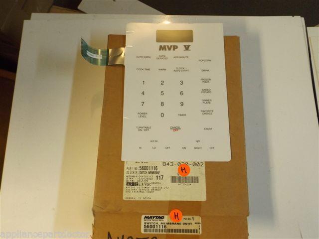 Maytag Microwave 56001116 SWITCH, MEMBRANE (WHT) NEW IN BOX Maytag Microwave 56001116 SWITCH, MEMBRANE (WHT) NEW IN BOX